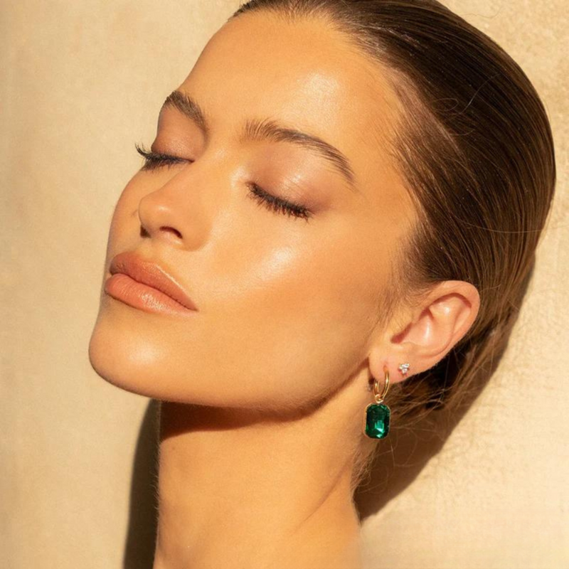 Emerald Gold Earrings | Ariel