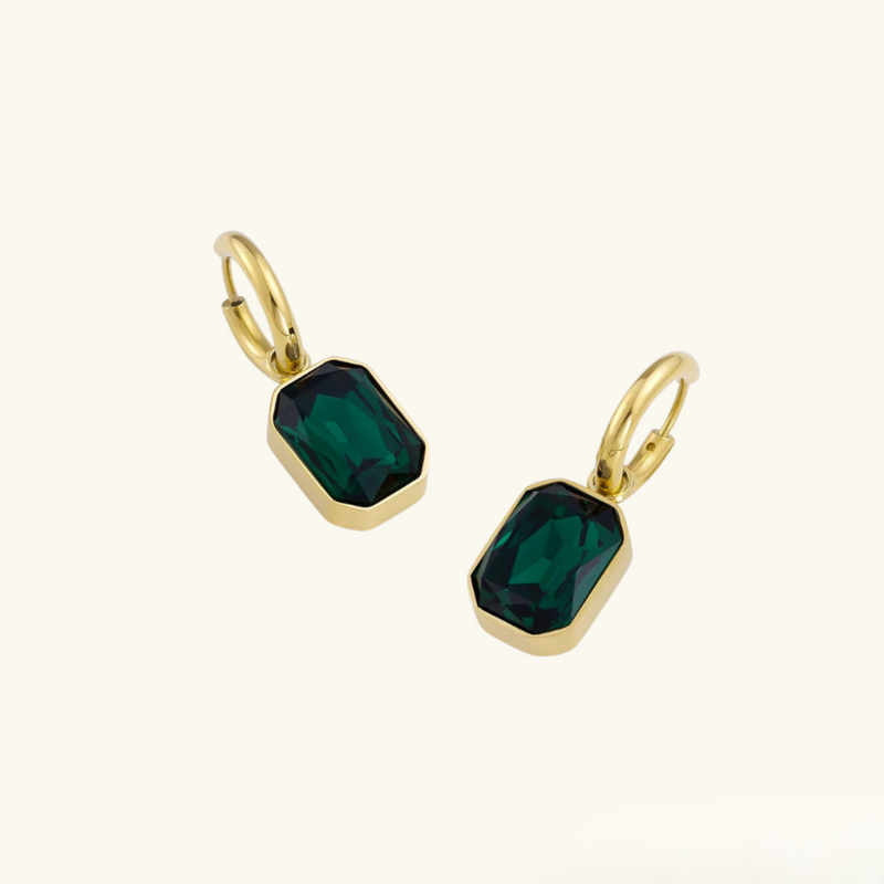 Emerald Gold Earrings | Ariel
