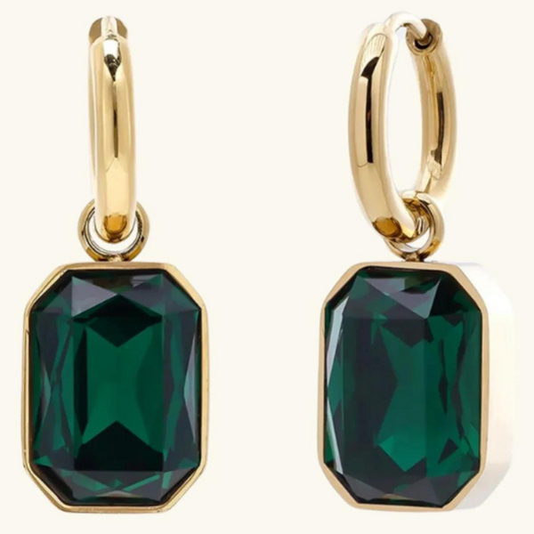 Emerald Gold Earrings | Ariel