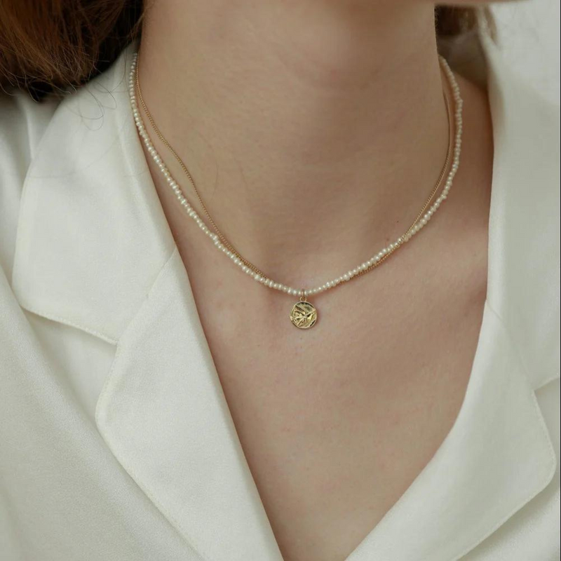 Gold pearl necklace set | Marie