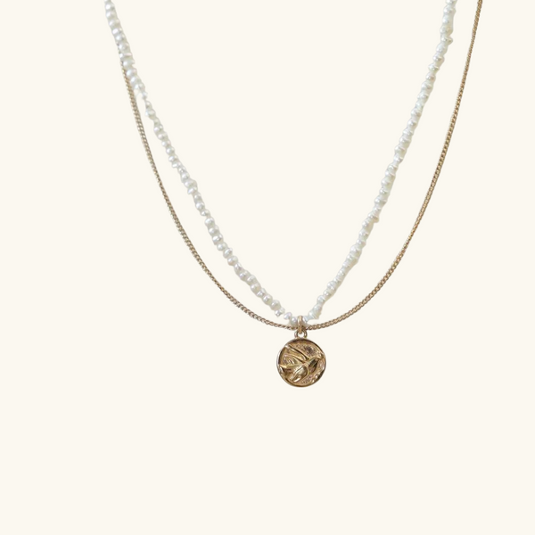 Gold pearl necklace set | Marie
