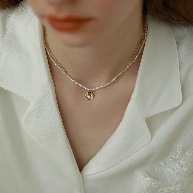 Gold pearl necklace set | Marie