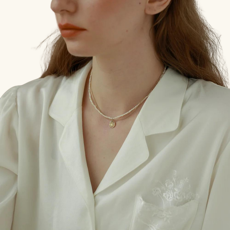 Gold pearl necklace set | Marie
