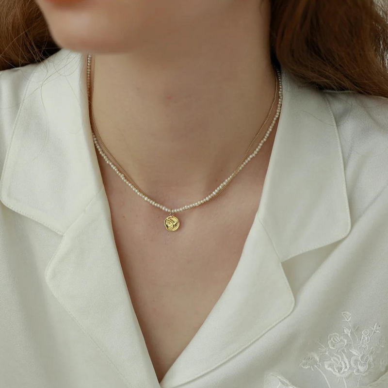 Gold pearl necklace set | Marie