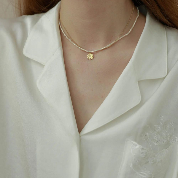 Gold pearl necklace set | Marie