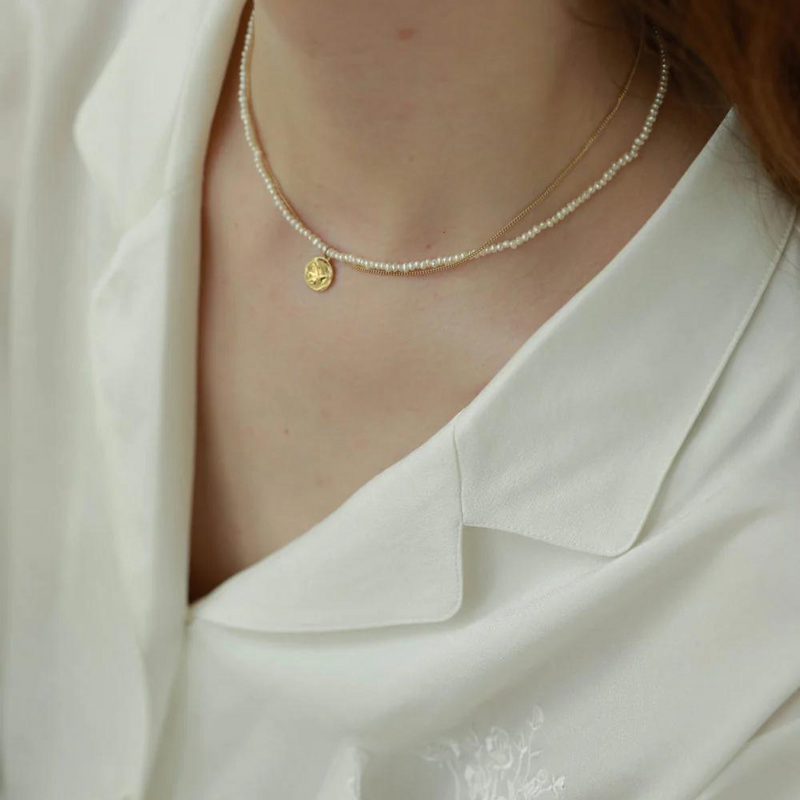 Gold pearl necklace set | Marie