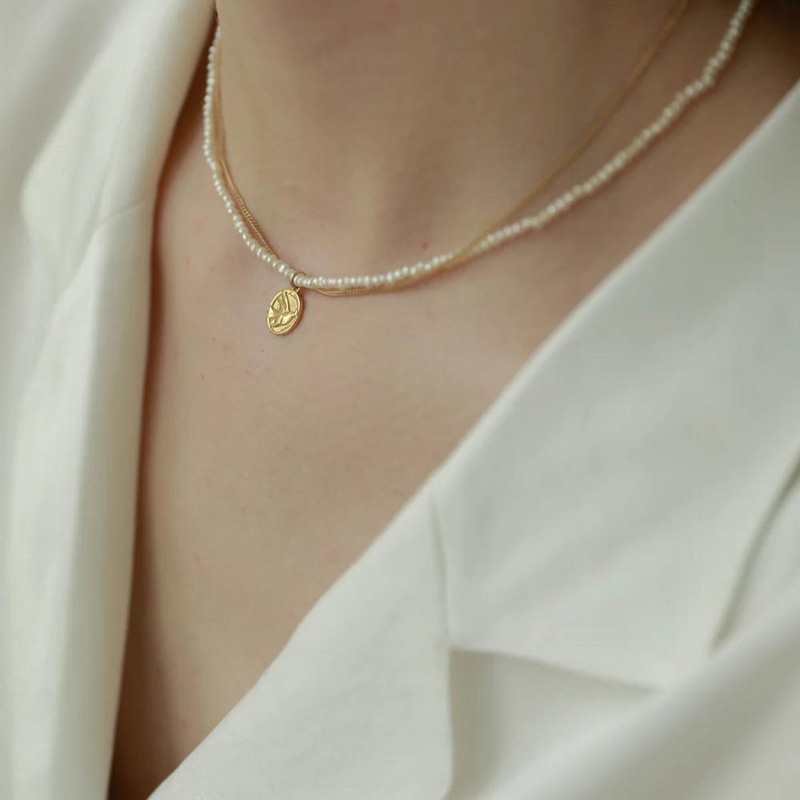Gold pearl necklace set | Marie