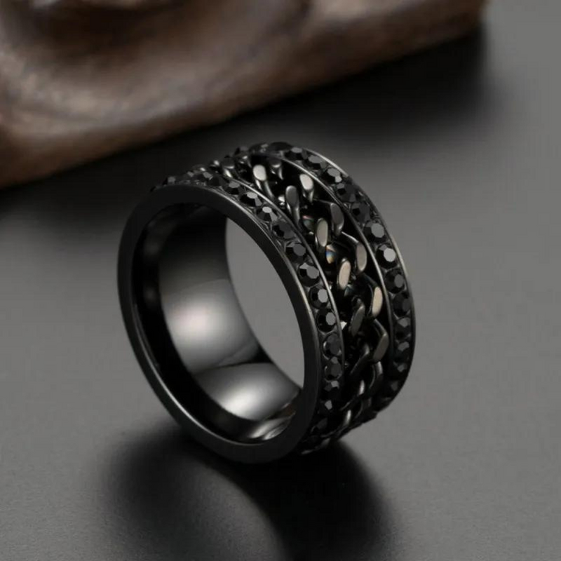 Black Titanium Cuban Link Ring