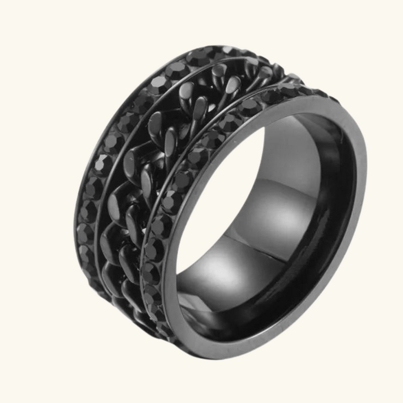 Black Titanium Cuban Link Ring