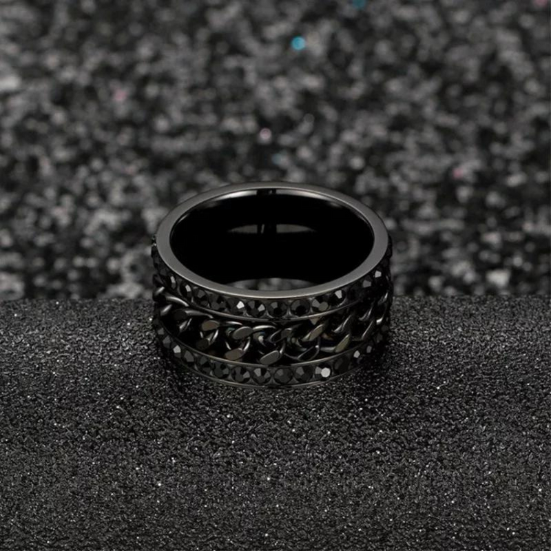 Black Titanium Cuban Link Ring