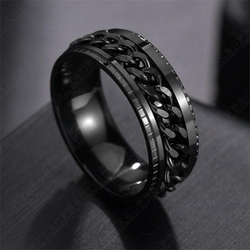 Black Titanium Cuban Link Ring
