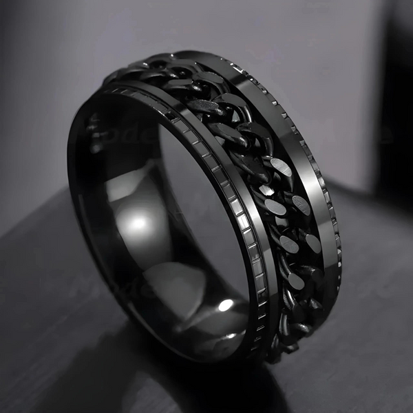 Black Titanium Cuban Link Ring