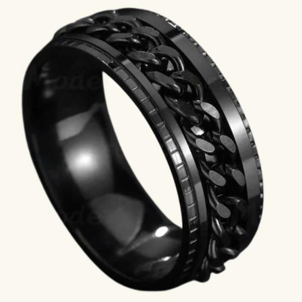 Black Titanium Cuban Link Ring
