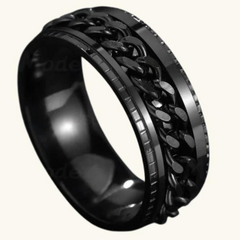 Black Titanium Cuban Link Ring